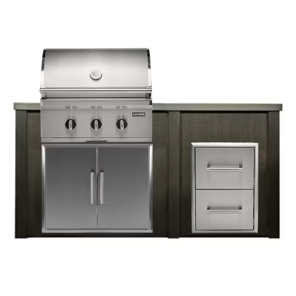 Haven Outdoor 72" Modular Kitchen Island with Coyote 30" Grill & Weather-Resistant Double Drawer