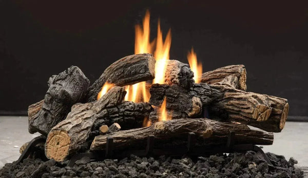 Kingsman - Reversible Charred Split or Barked Oak Log Set (Logs Only)