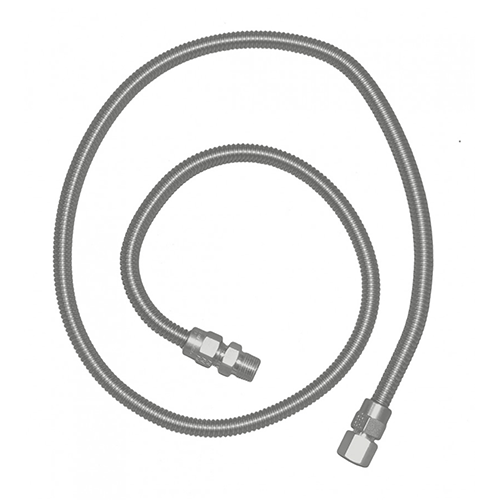 Le Griddle 48" Stainless Steel Flex Hose Line with Adapters, 3/8" Female Flare Fittings