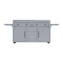 Le Griddle The Grand Texan 4 Burner Freestanding Gas Griddle with Cart, Dual Plate Surface & Fold-Down Side Shelves