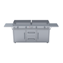 Le Griddle The Grand Texan 4 Burner Freestanding Gas Griddle with Cart, Dual Plate Surface & Fold-Down Side Shelves