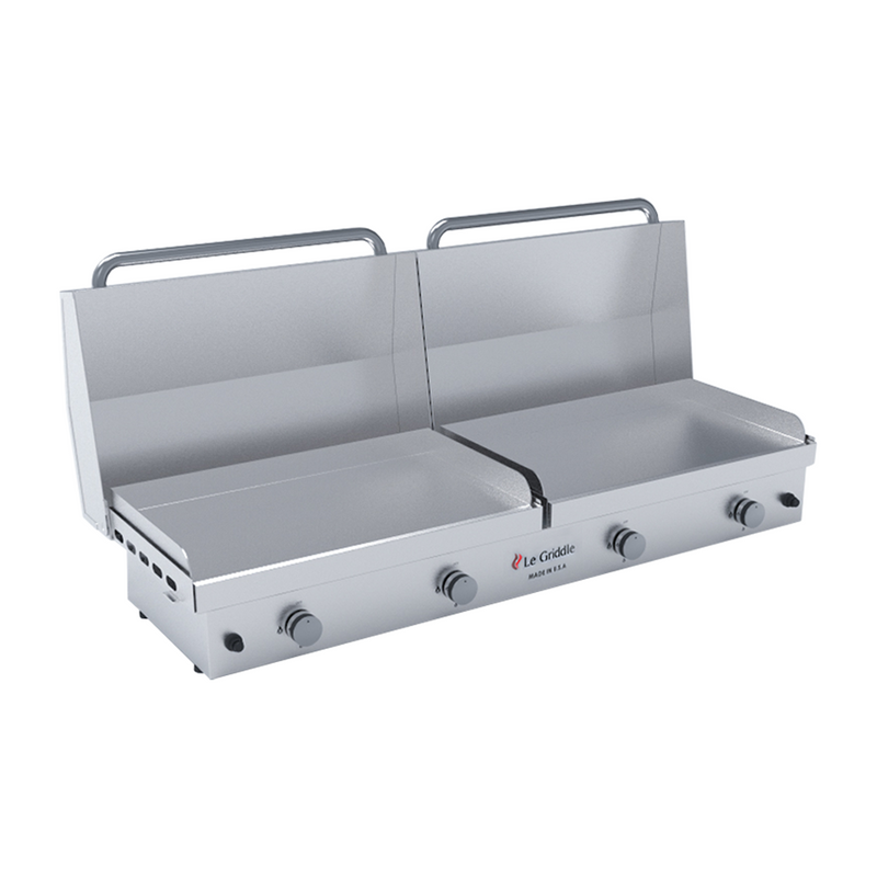 Le Griddle The Grand Texan 4 Burner Gas Griddle with Lid, Dual Plate Surface & Stainless Steel Construction