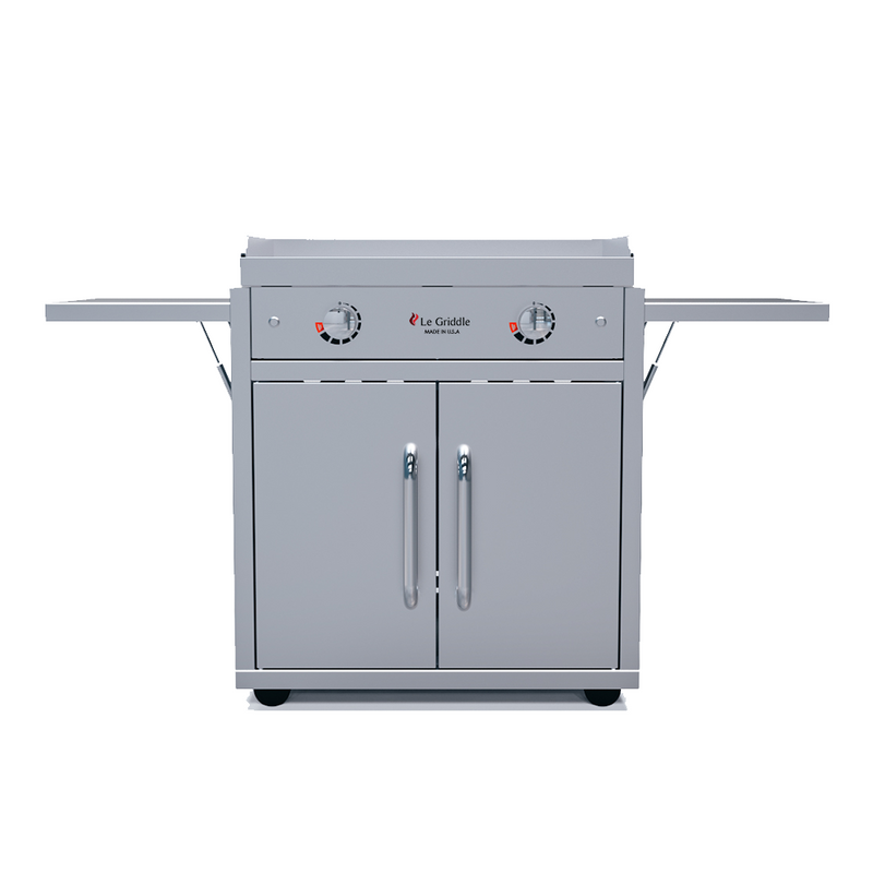 Le Griddle The Ranch Hand 29” Electric Griddle with Cart, Fold-Down Shelves, and Stainless Steel Body