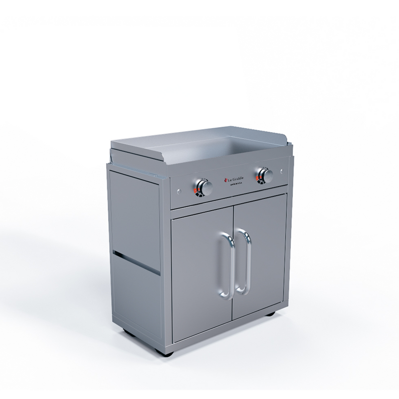 Le Griddle The Ranch Hand 29” Electric Griddle with Cart, Fold-Down Shelves, and Stainless Steel Body