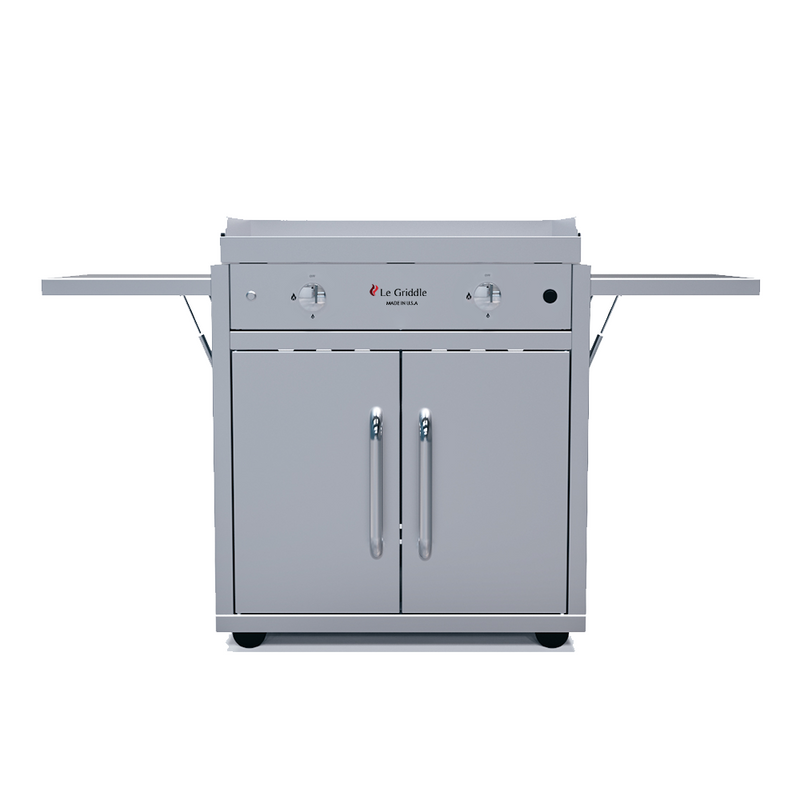 Le Griddle The Ranch Hand 29” Gas Griddle with Cart, Side Shelves, and Stainless Steel Construction