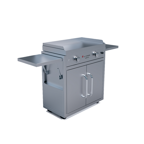 Le Griddle The Ranch Hand 29” Gas Griddle with Cart, Side Shelves, and Stainless Steel Construction