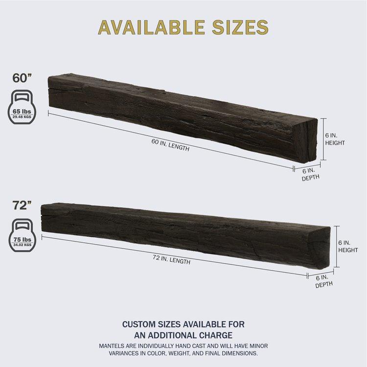 Lexington Hearth Cabin Pine 60" Handcrafted Non-Combustible Maduro Mantel Shelf Kit