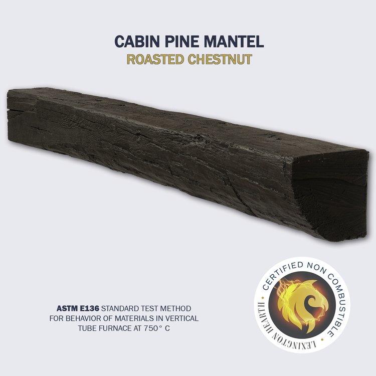 Lexington Hearth Cabin Pine 72" Hand-Painted Non-Combustible Roasted Chestnut Mantel Shelf Kit