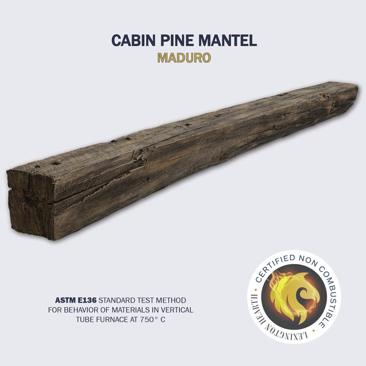 Lexington Hearth Cabin Pine 72" Hand-Painted Non-Combustible Maduro Mantel Shelf Kit
