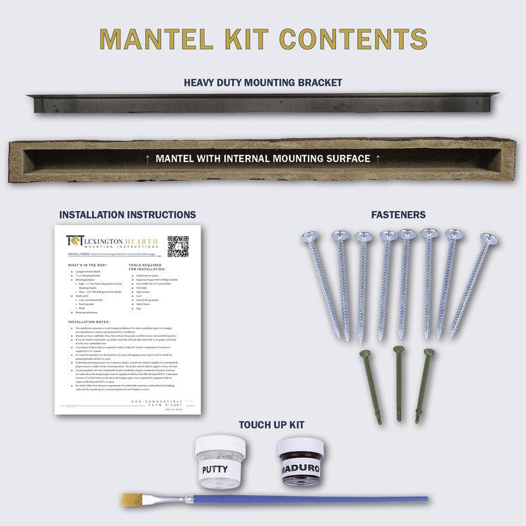 Lexington Hearth Cabin Pine 72" Hand-Painted Non-Combustible Weathered Gray Mantel Shelf Kit