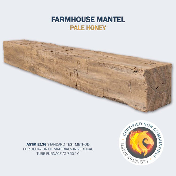 Lexington Hearth Farmhouse 84" Hand-Painted Non-Combustible Pale Honey Mantel Shelf Kit