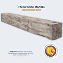 Lexington Hearth Farmhouse 84" Hand-Painted Non-Combustible Weathered Gray Mantel Shelf Kit