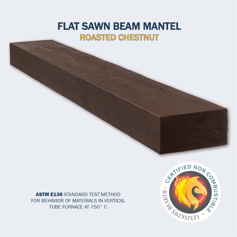 Lexington Hearth Flat Sawn Beam 60" Hand-Painted Non-Combustible Roasted Chestnut Mantel Shelf Kit