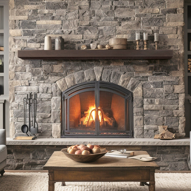Lexington Hearth Flat Sawn Beam 60" Hand-Painted Non-Combustible Roasted Chestnut Mantel Shelf Kit