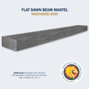 Lexington Hearth Flat Sawn Beam 72" Hand-Painted Non-Combustible Weathered Gray Mantel Shelf Kit