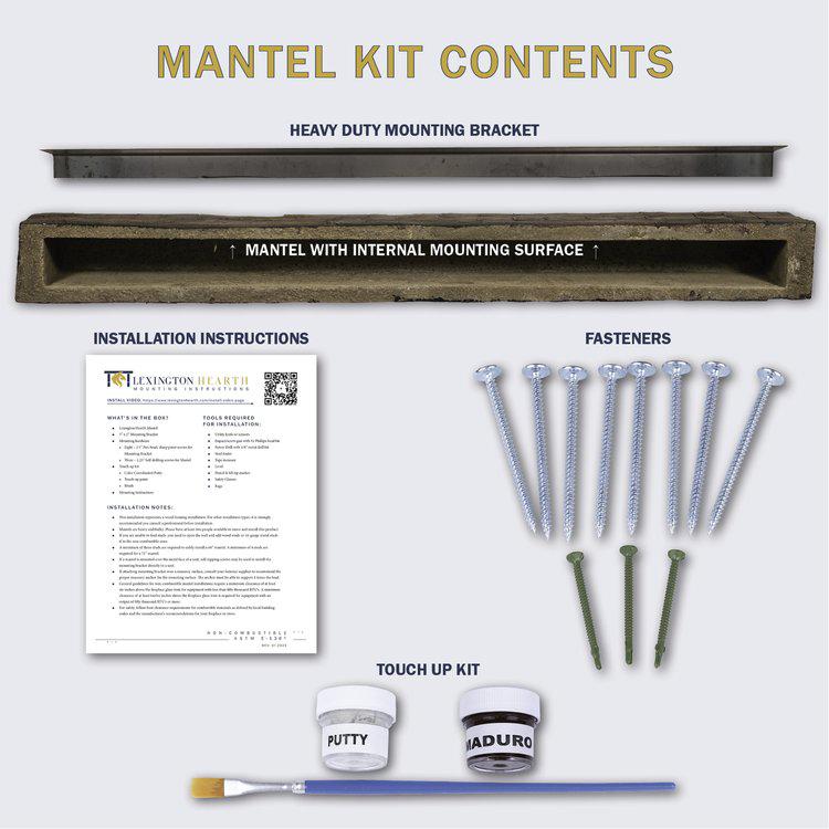 Lexington Hearth Grist Mill 60" Hand-Painted Non-Combustible Eclipse Mantel Shelf Kit