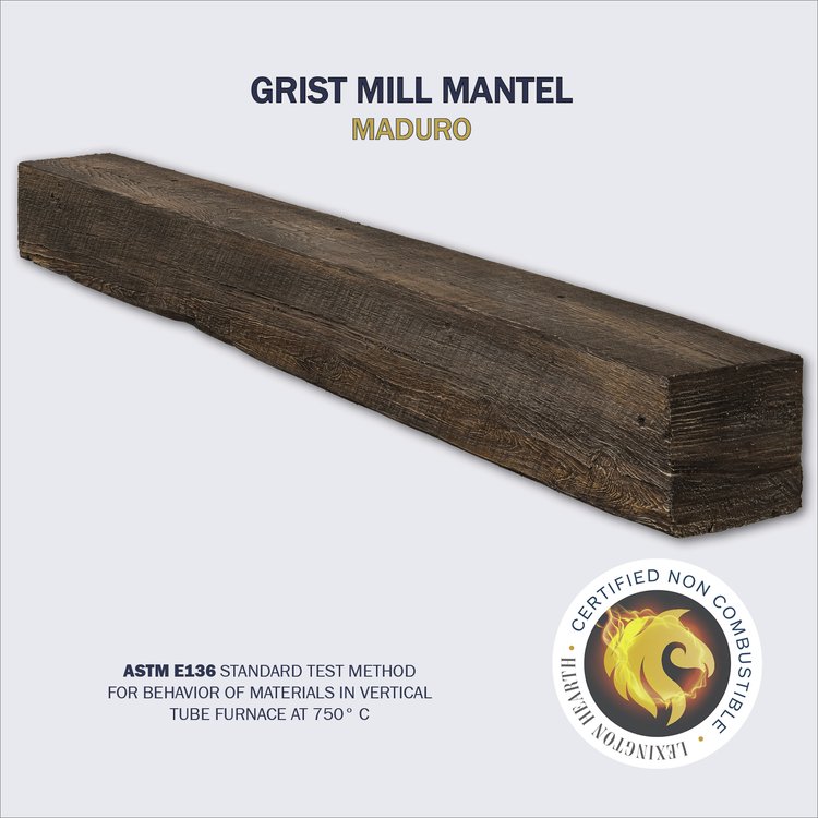 Lexington Hearth Grist Mill 60" Handcrafted Non-Combustible Maduro Mantel Shelf Kit