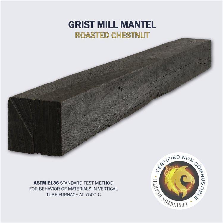 Lexington Hearth Grist Mill 60" Handcrafted Non-Combustible Roasted Chestnut Mantel Shelf Kit