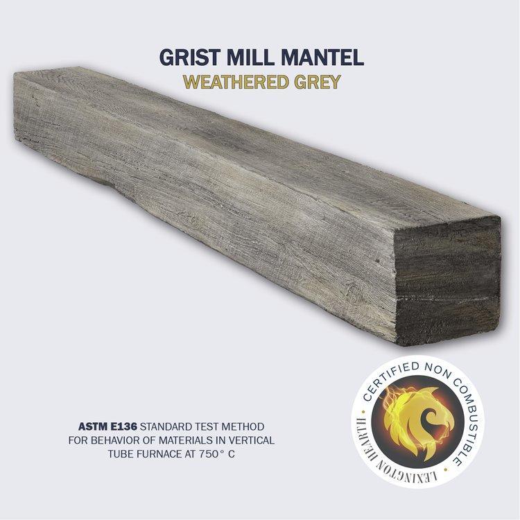 Lexington Hearth Grist Mill 60" Hand-Painted Non-Combustible Weathered Gray Mantel Shelf Kit