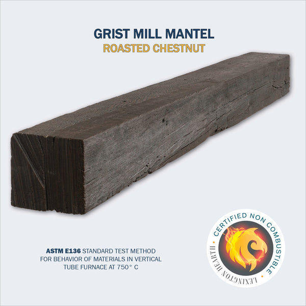 Lexington Hearth Grist Mill 72" Handcrafted Non-Combustible Roasted Chestnut Mantel Shelf Kit