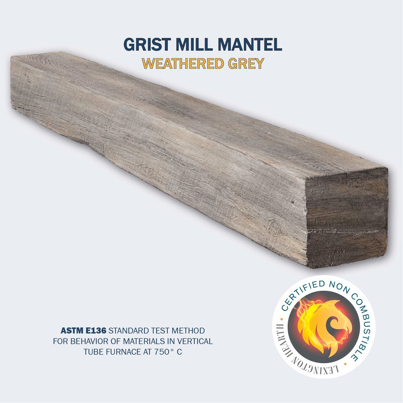 Lexington Hearth Grist Mill 72" Handcrafted Non-Combustible Weathered Gray Mantel Shelf Kit