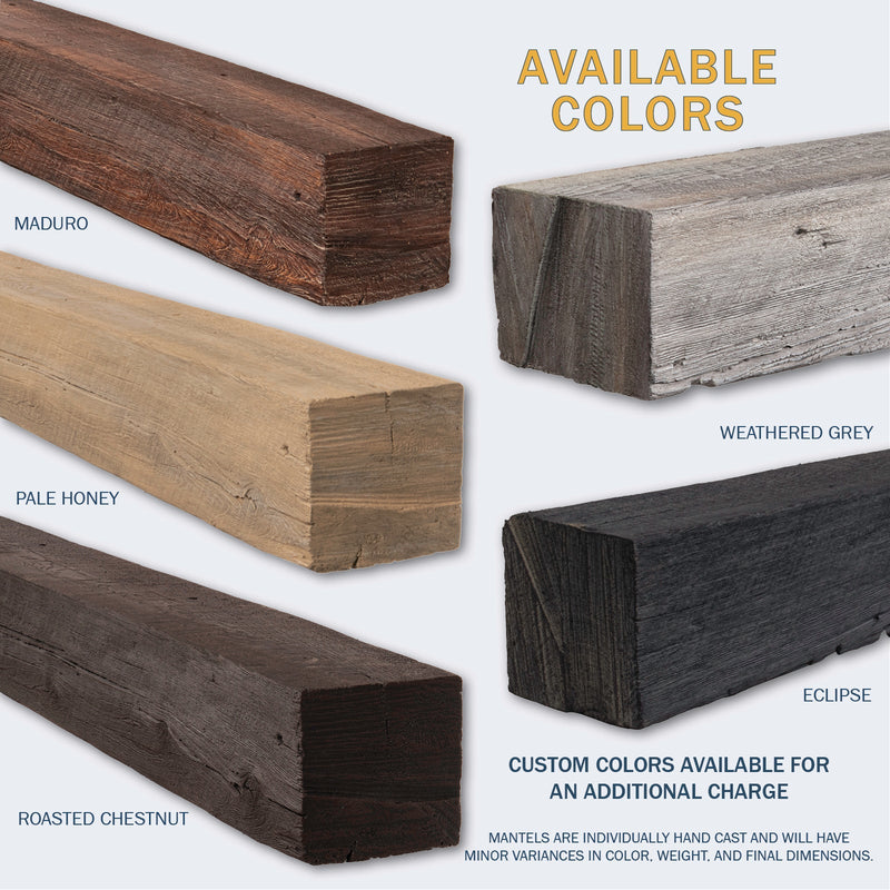 Lexington Hearth Grist Mill 72" Handcrafted Non-Combustible Weathered Gray Mantel Shelf Kit