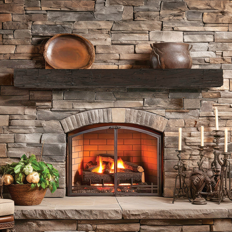 Lexington Hearth Hayloft Beam 72" Hand-Painted Non-Combustible Roasted Chestnut Mantel Shelf Kit