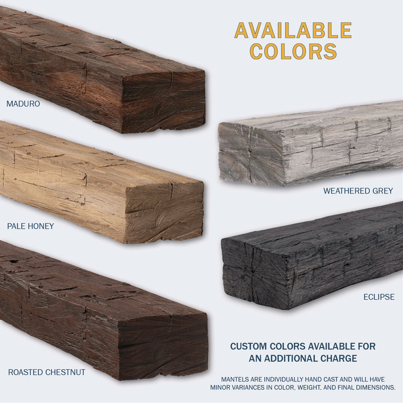 Lexington Hearth Hayloft Beam 60" Handcrafted Non-Combustible Weathered Gray Mantel Shelf Kit