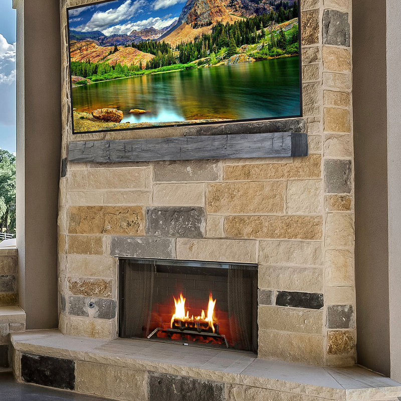 Lexington Hearth Hayloft Beam 72" Hand-Painted Non-Combustible Weathered Gray Mantel Shelf Kit