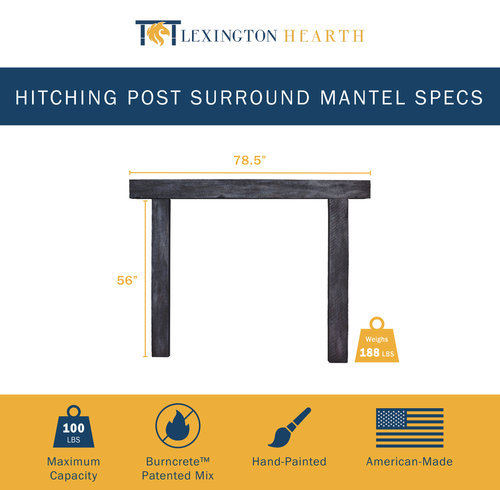 Lexington Hearth Hitching Post 3-Piece Eclipse Mantel Surround Kit with Handcrafted Detailing