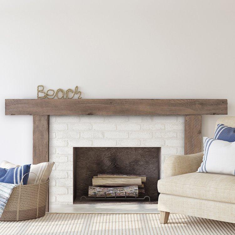 Lexington Hearth Hitching Post 3-Piece Pale Honey Mantel Surround Kit with Handcrafted Detailing