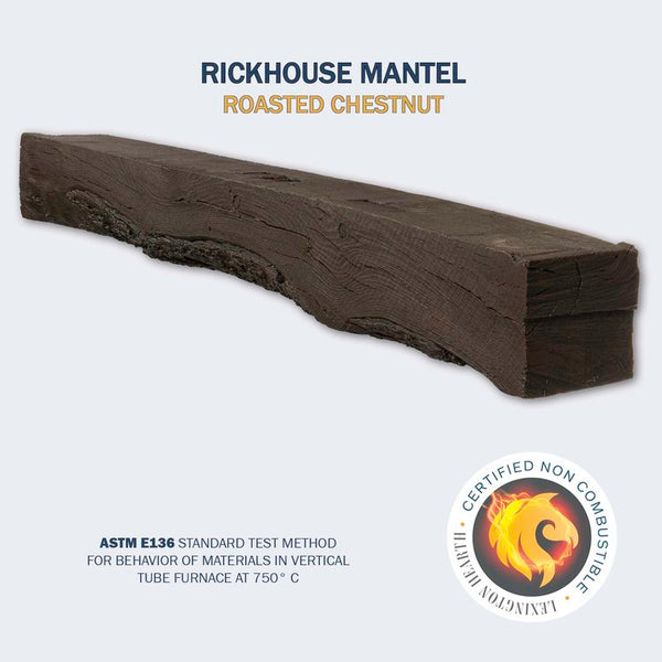 Lexington Hearth Rickhouse 72" Handcrafted Non-Combustible Roasted Chestnut Mantel Shelf Kit