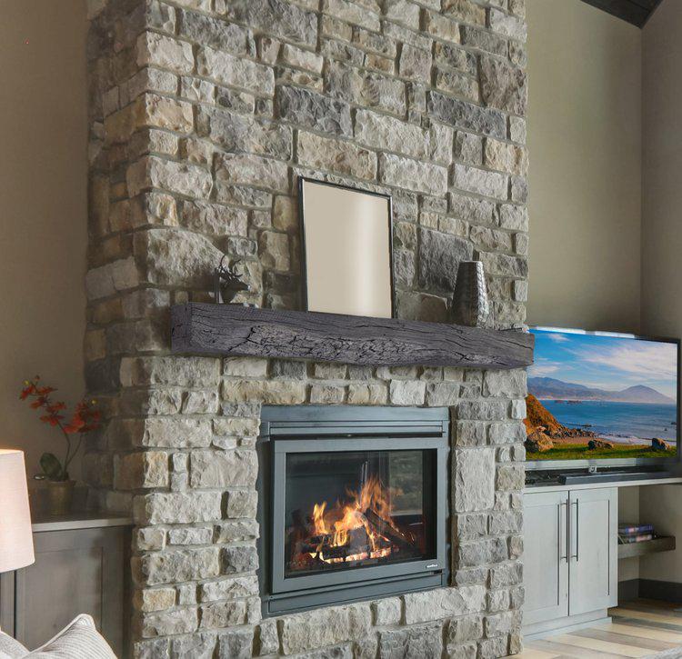 Lexington Hearth Rickhouse 60" Hand-Painted Non-Combustible Weathered Gray Mantel Shelf Kit