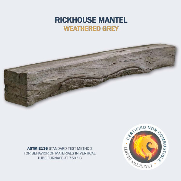 Lexington Hearth Rickhouse 72" Hand-Painted Non-Combustible Weathered Gray Mantel Shelf Kit