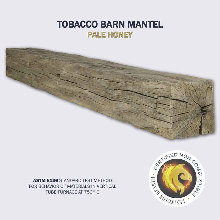 Lexington Hearth Tobacco Barn 72" Handcrafted Non-Combustible Pale Honey Mantel Shelf Kit