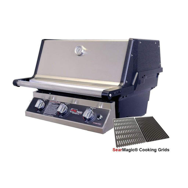 MHP T3G4LS Built-In Gas Grill with Tri Cast Stainless Steel Burners and SearMagic® Grids