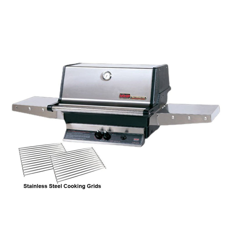 MHP TJK 2 Gas Grill Head with Patented “H” Dual Burners and 2 Stainless Steel Shelves