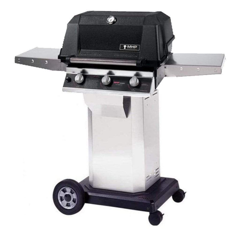 MHP W3G4 Tri-Burn Gas Grill Head with SearMagic Cooking Grids and 2 Stainless Steel Shelves