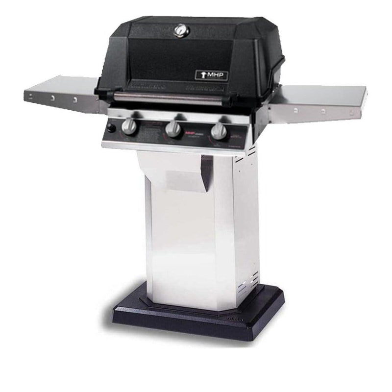 MHP W3G4 Tri-Burn Gas Grill Head with SearMagic Cooking Grids and 2 Stainless Steel Shelves