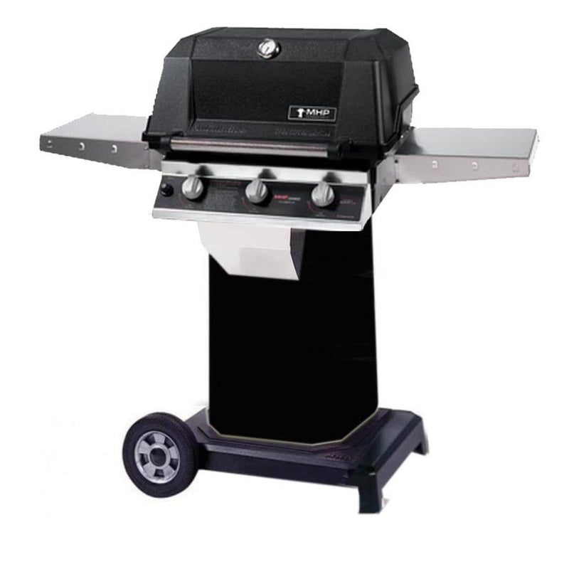 MHP W3G4 Tri-Burn Gas Grill Head with SearMagic Cooking Grids and 2 Stainless Steel Shelves