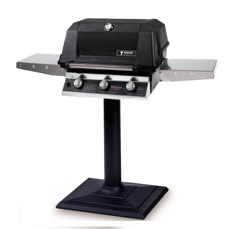 MHP W3G4 Tri-Burn Gas Grill Head with SearMagic Cooking Grids and 2 Stainless Steel Shelves