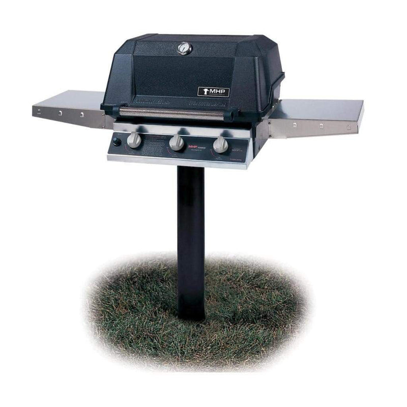 MHP W3G4 Tri-Burn Gas Grill Head with SearMagic Cooking Grids and 2 Stainless Steel Shelves