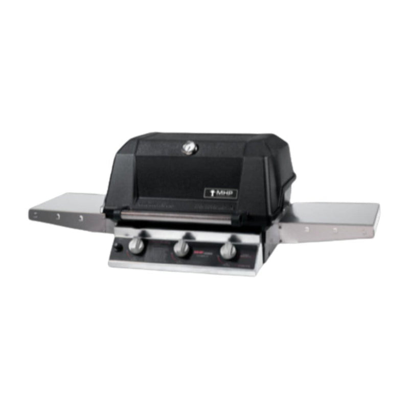 MHP W3G4 Tri-Burn Gas Grill Head with SearMagic Cooking Grids and 2 Stainless Steel Shelves