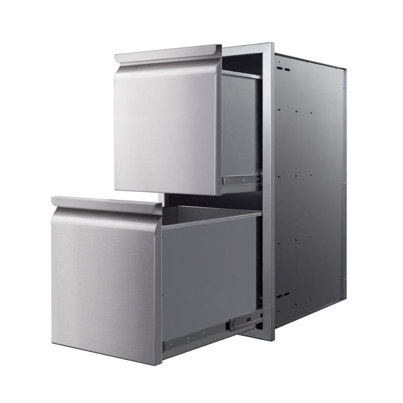 Memphis 15" Double Access Stainless Steel Drawer Stack with Easy-Touch