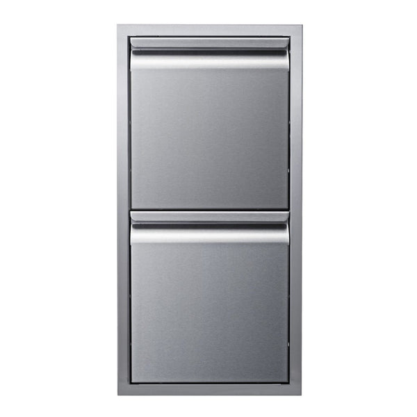 Memphis 15" Double Access Stainless Steel Drawer Stack with Easy-Touch