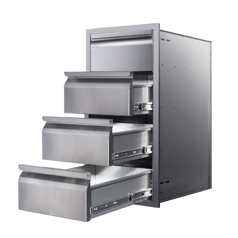 Memphis 15" Quadruple Access Stainless Steel Drawer Stack with Soft-Close Drawers