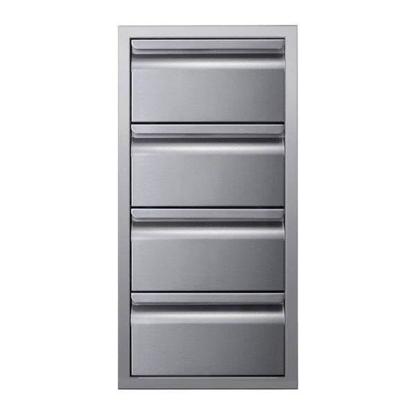 Memphis 15" Quadruple Access Stainless Steel Drawer Stack with Soft-Close Drawers