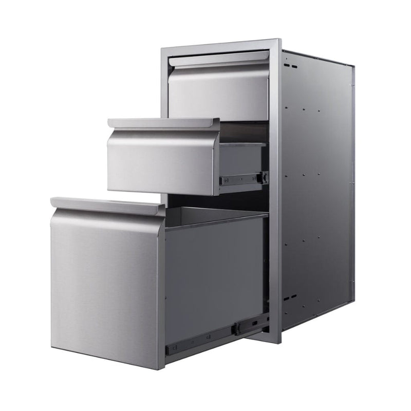 Memphis 15" Triple Access Stainless Steel Drawer Stack with Easy-Touch Drawers