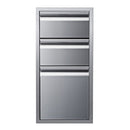 Memphis 15" Triple Access Stainless Steel Drawer Stack with Easy-Touch Drawers