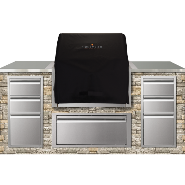 Memphis 30" Black Polyester Grill Cover for Elevate ITC2 Built-In Pellet Grill – Wind-Resistant Design